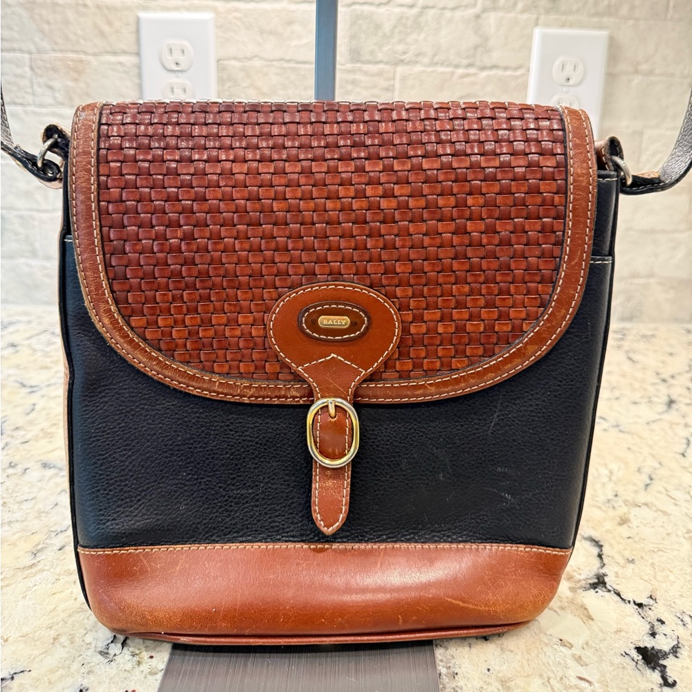 Bally EUC Black & Brown Crossbody Bag